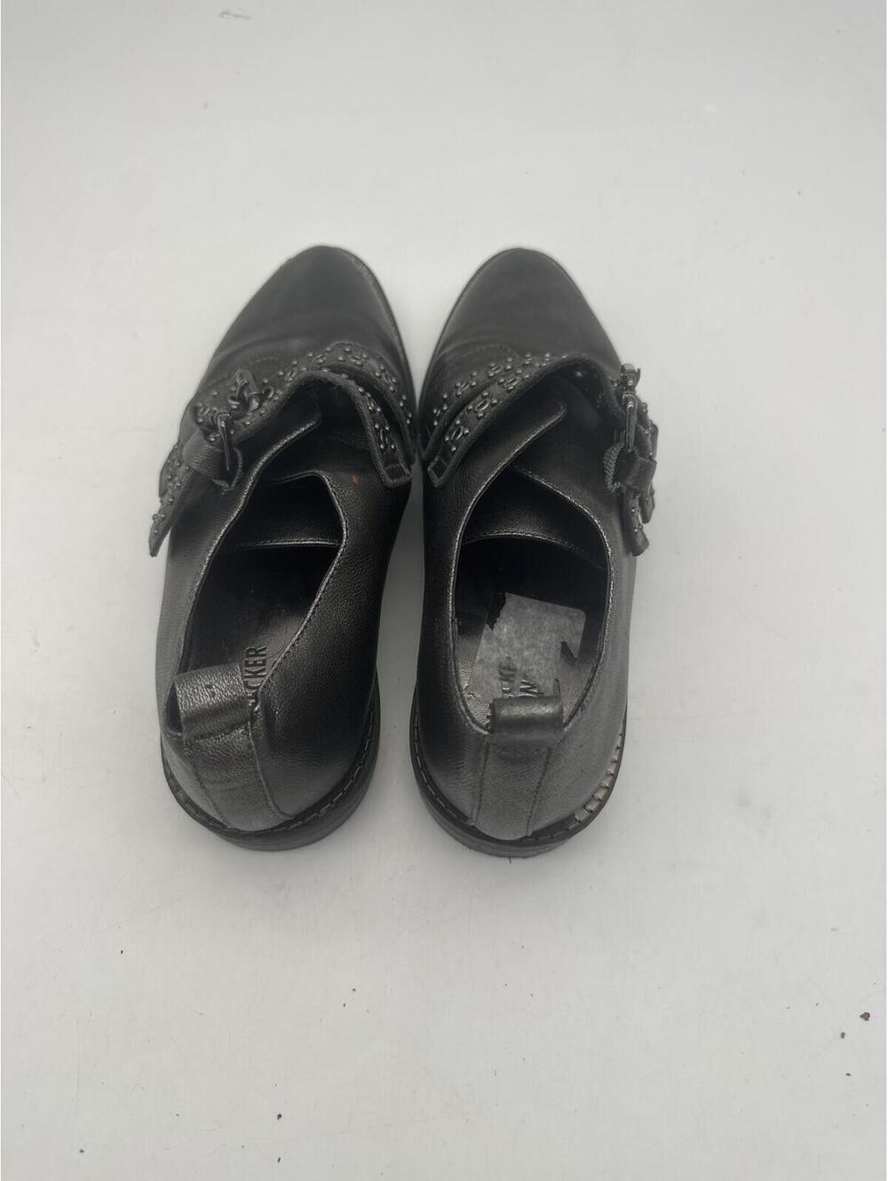Bleecker & Bond Womens Gray Metallic Leather Leigh Monk Studded Shoes Sz 7M